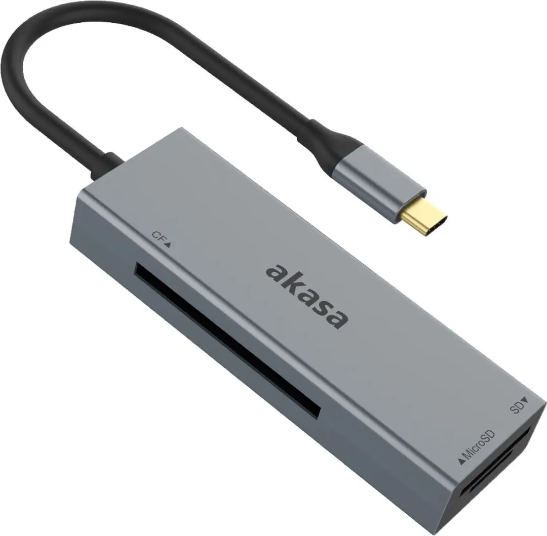 Akasa AK-CR-09BK USB-C Kaartlezer - Grijs - afbeelding 2 van 6