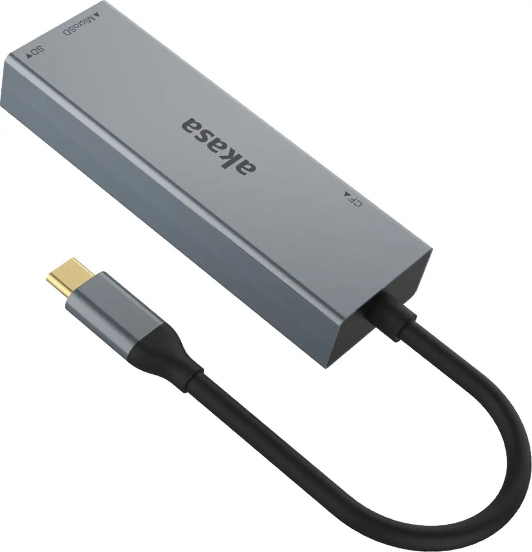 Akasa AK-CR-09BK USB-C Kaartlezer - Grijs - afbeelding 6 van 6
