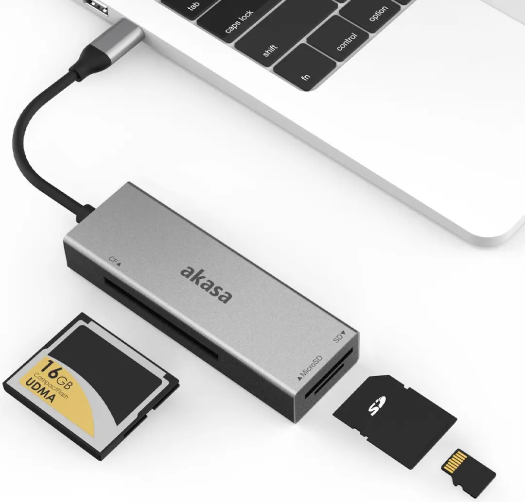 Akasa AK-CR-09BK USB-C Kaartlezer - Grijs - afbeelding 3 van 6