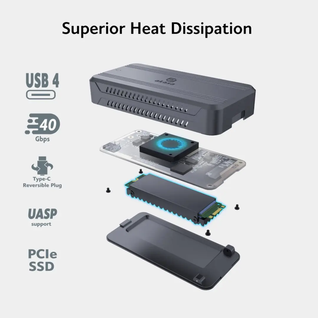 Akasa AK-ENU4M2-01 M.2 SSD-behuizing USB-C - Aluminium - afbeelding 6 van 6