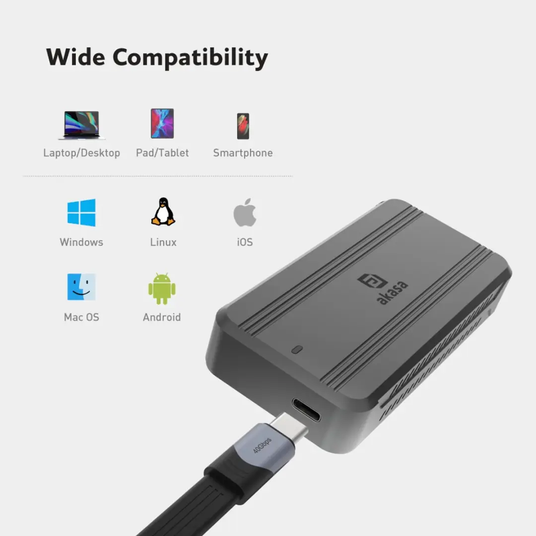 Akasa AK-ENU4M2-01 M.2 SSD-behuizing USB-C - Aluminium - afbeelding 2 van 6