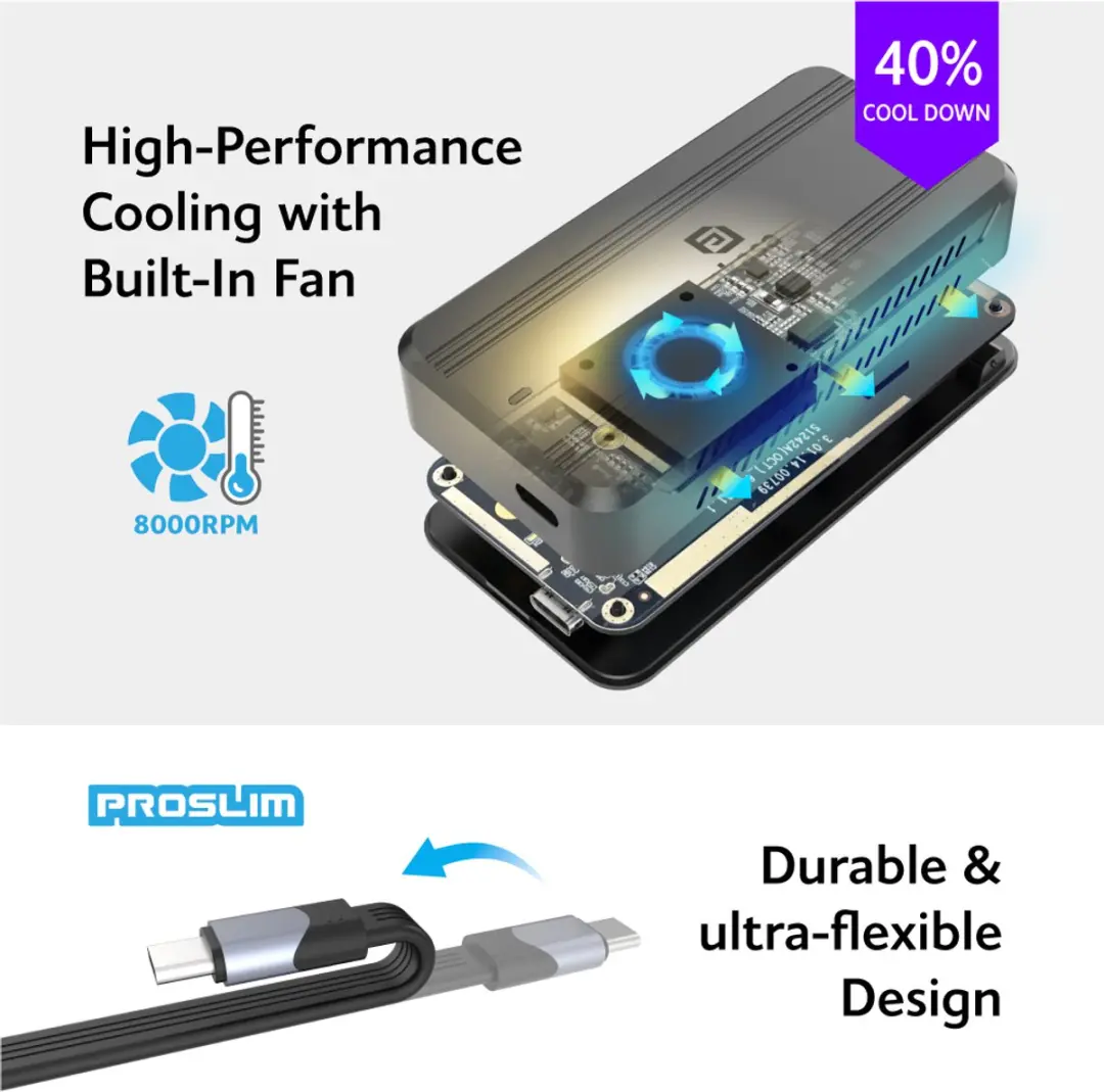 Akasa AK-ENU4M2-01 M.2 SSD-behuizing USB-C - Aluminium - afbeelding 3 van 6
