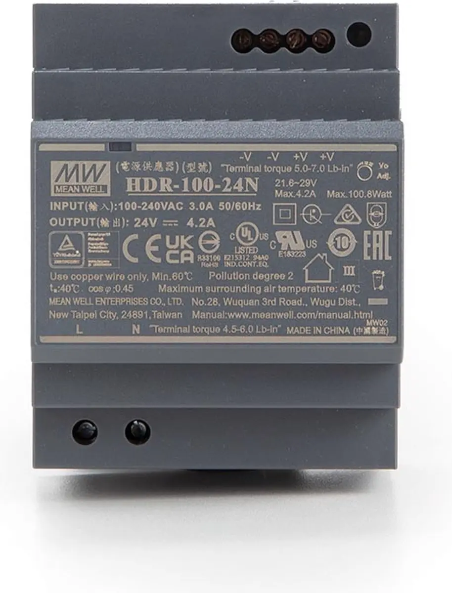 Mean Well HDR-100-24N DIN-rail netvoeding - 24V 4.2A - afbeelding 2 van 6