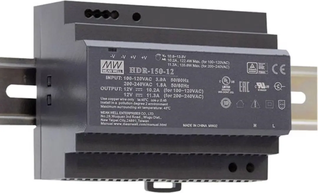 Mean Well HDR-150-12 DIN-rail Netvoeding