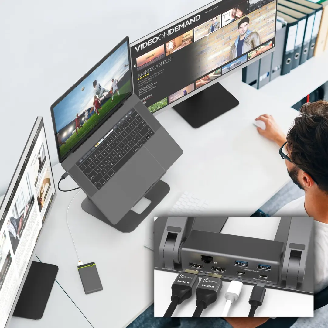 j5create JTS427-N Dual 4K Docking Station - Ruimtegrijs - afbeelding 6 van 6