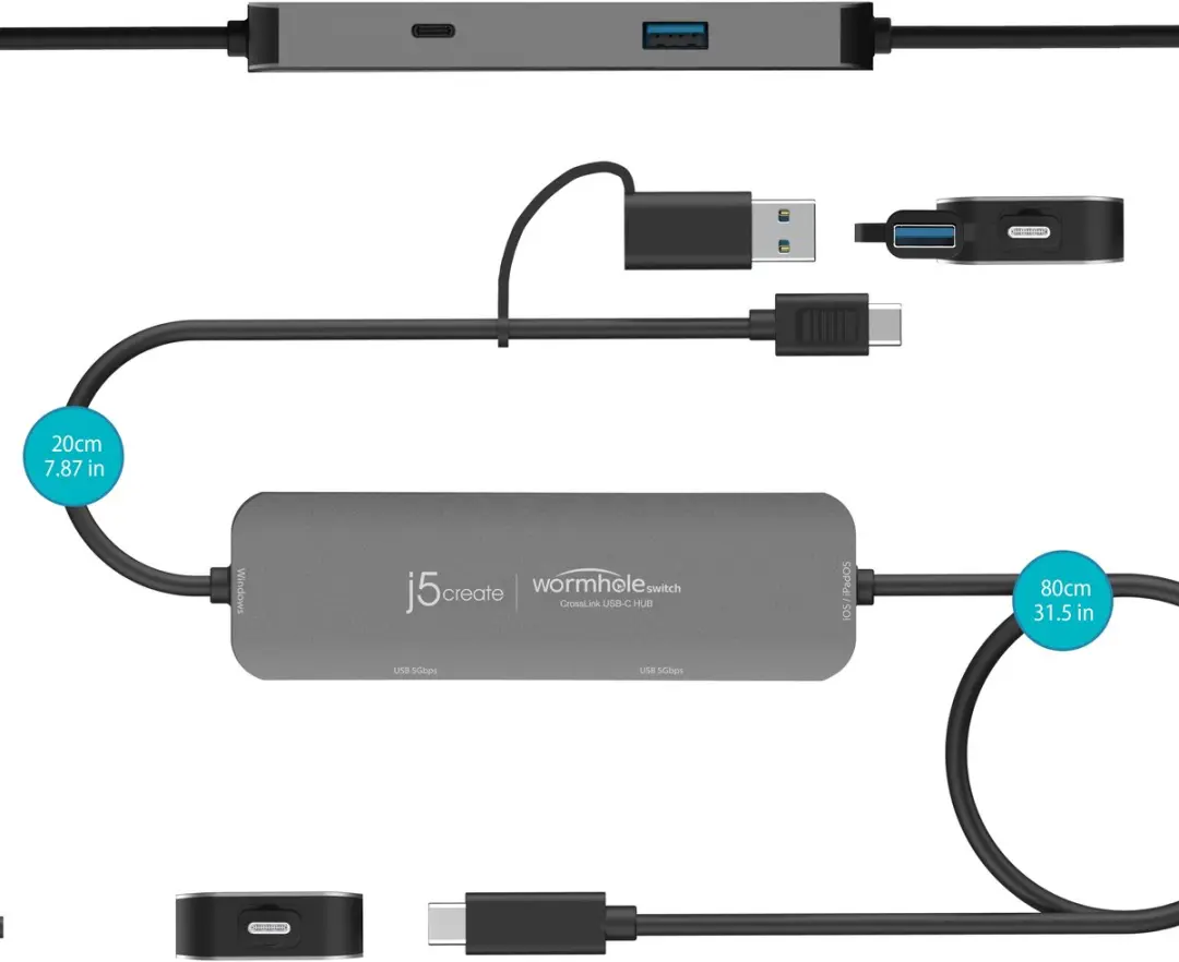 j5create CrossLink JCH422-N USB-C Hub - Grijs - afbeelding 4 van 4
