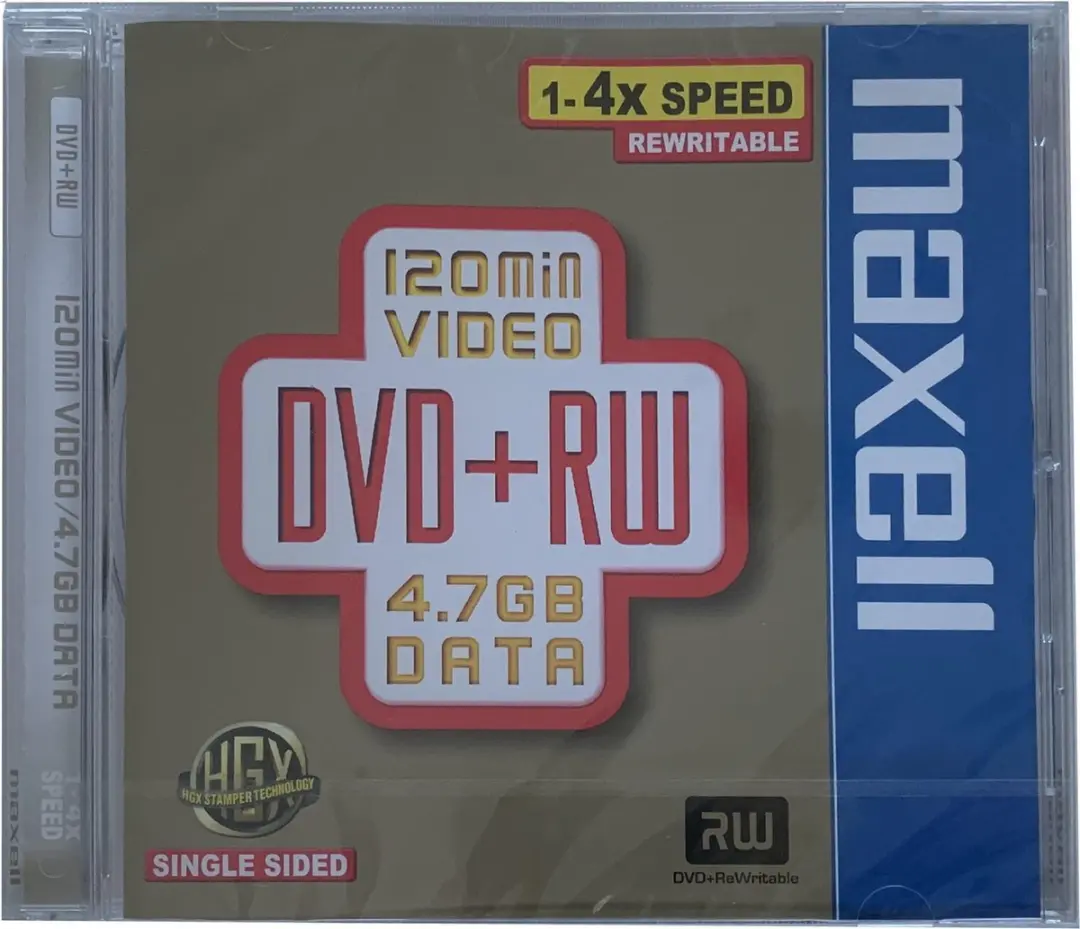 MAXELL DVD+RW 4.7 (1-4X snelheid) 1 exemplaar in jewelcase