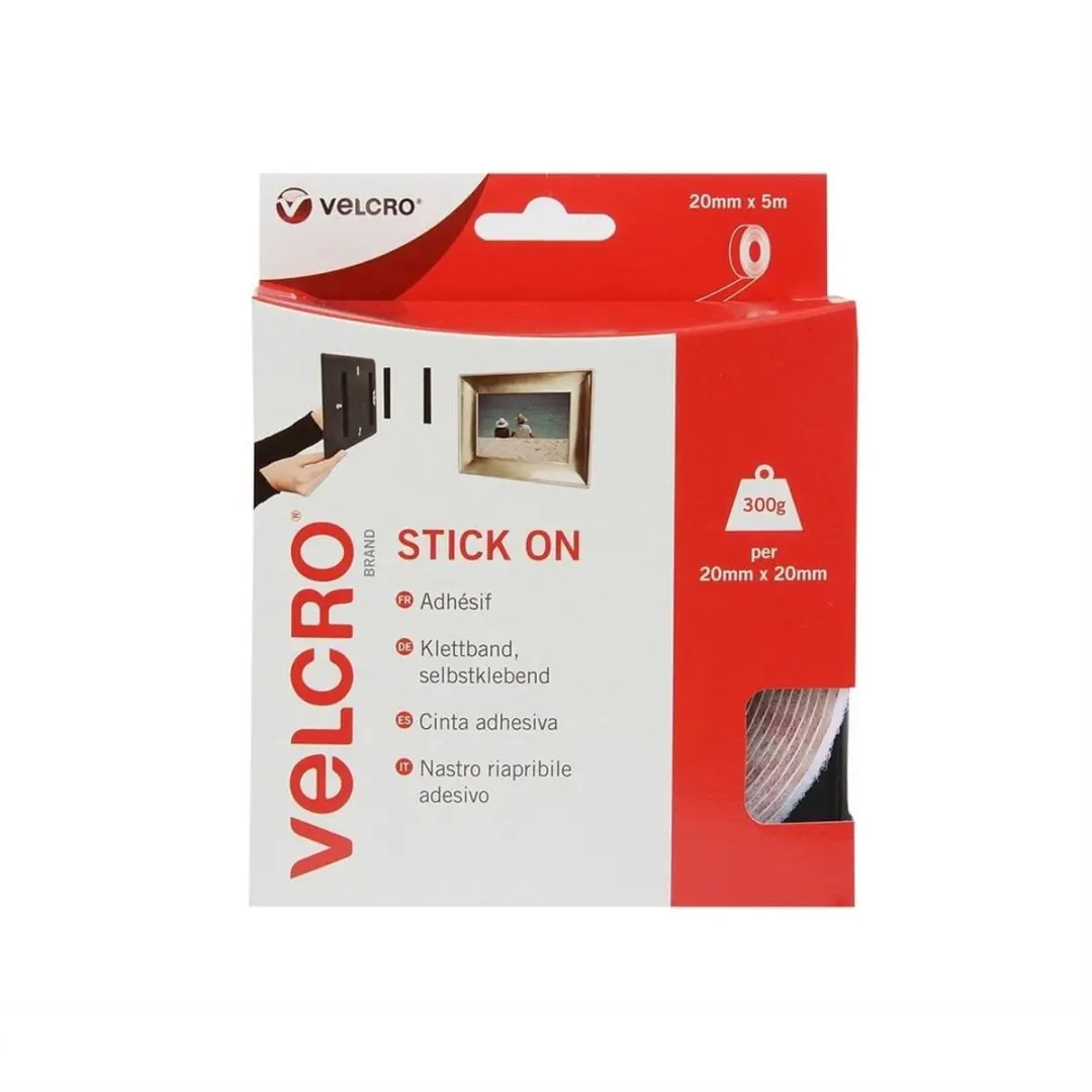 Velcro Stick On Klittenband 20mm - Wit 5 meter - afbeelding 4 van 4