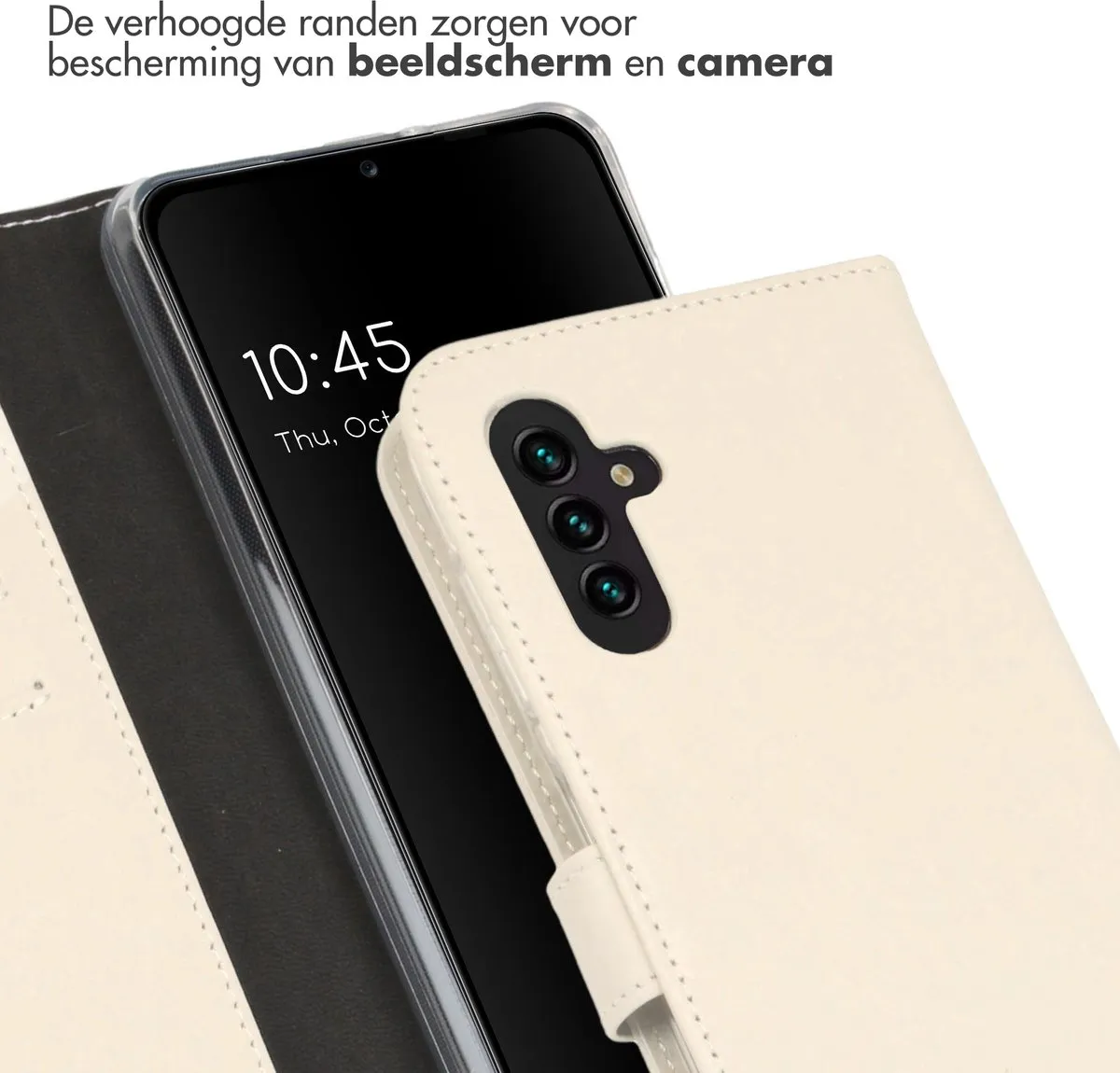 Selencia Hoesje Samsung Galaxy A13 5G/A04s - Echt Lederen Bookcase - Grijs