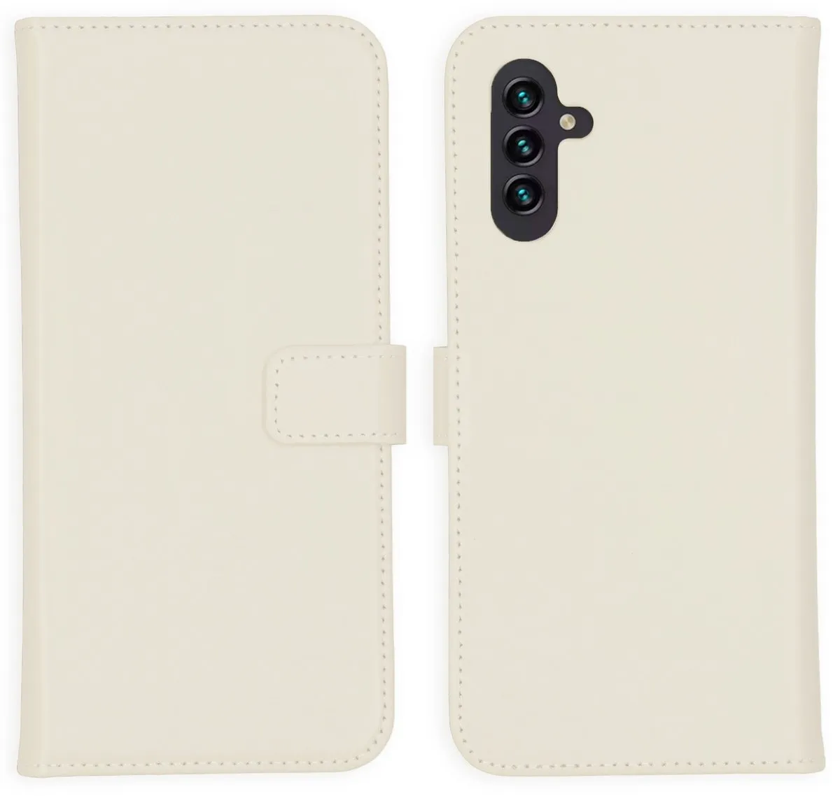 Selencia Hoesje Samsung Galaxy A13 5G/A04s - Echt Lederen Bookcase - Grijs