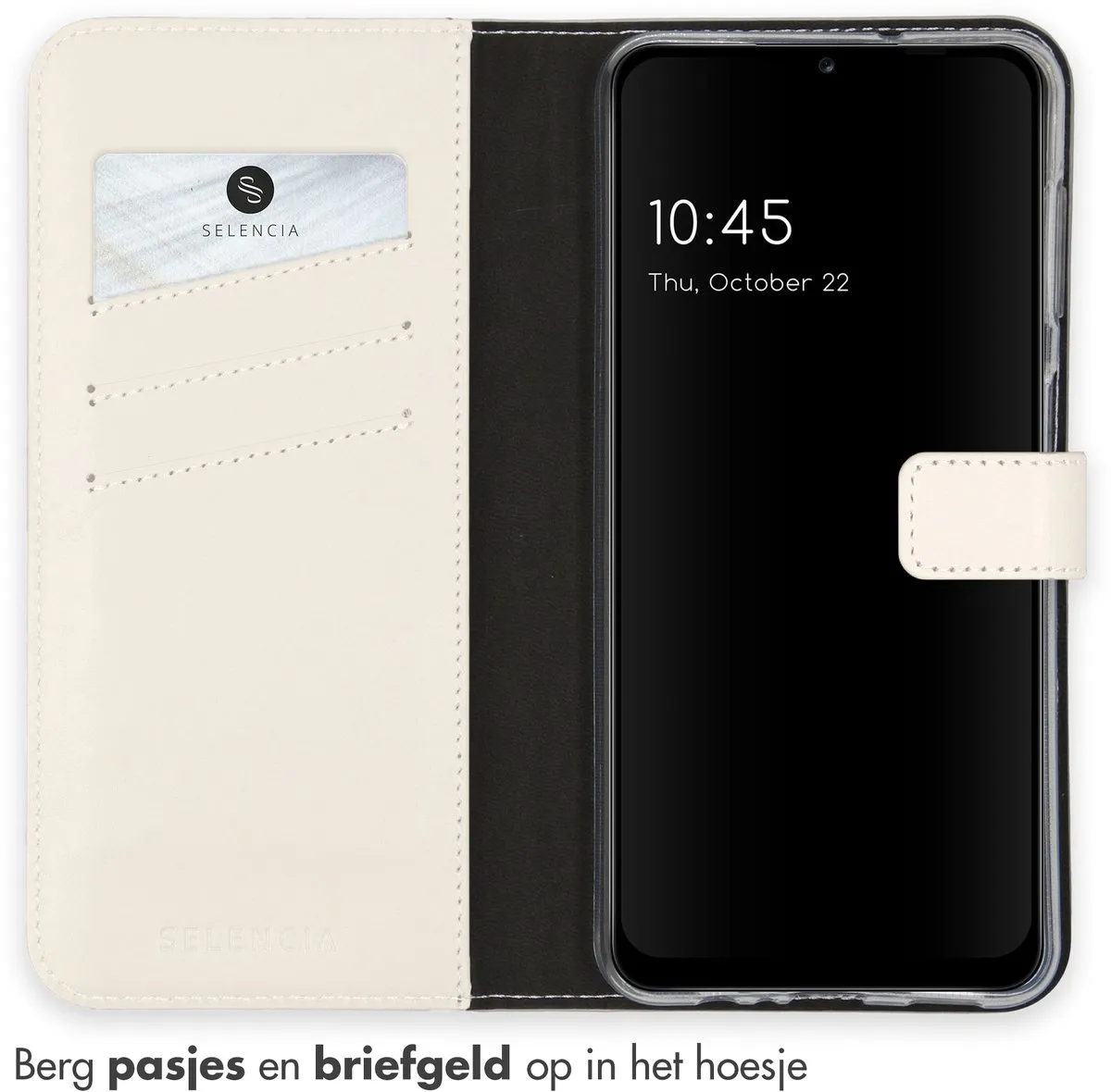 Selencia Hoesje Samsung Galaxy A13 5G/A04s - Echt Lederen Bookcase - Grijs