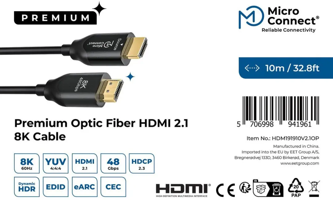 MicroConnect HDM191910V2.1OP HDMI Kabel 10m - Zwart - afbeelding 2 van 6
