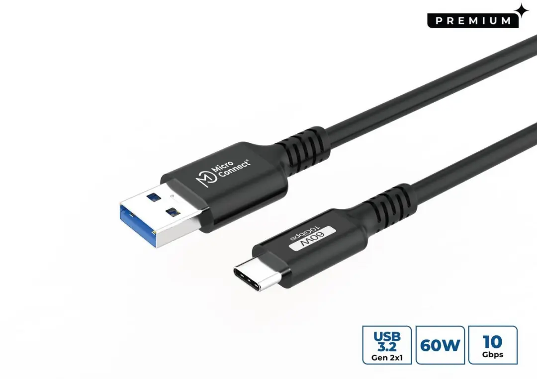Microconnect USB3.2AC2 USB-C naar USB-A kabel 2m - Zwart - afbeelding 4 van 5