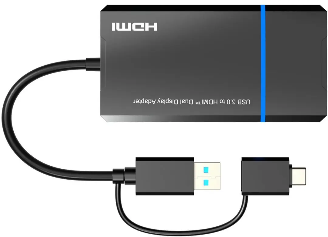 MicroConnect MC-USB3.1CHDMIX2-2IN1 USB-C naar HDMI Videoadapter - Zwart - afbeelding 2 van 5