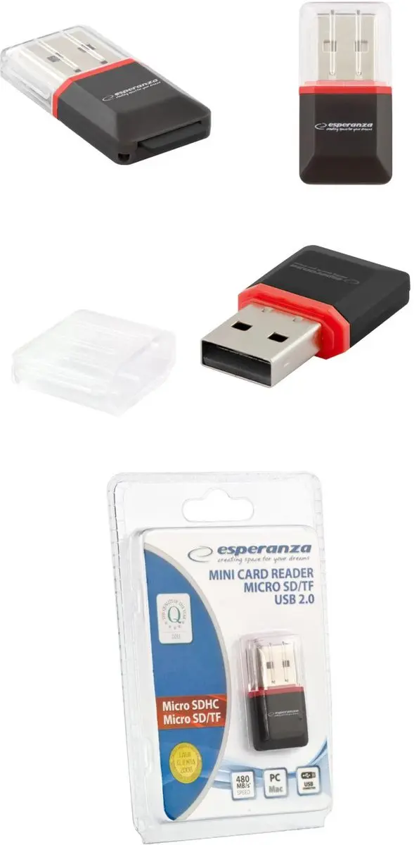 Esperanza EA134K Geheugenkaartlezer USB 2.0 - Zwart - afbeelding 5 van 6