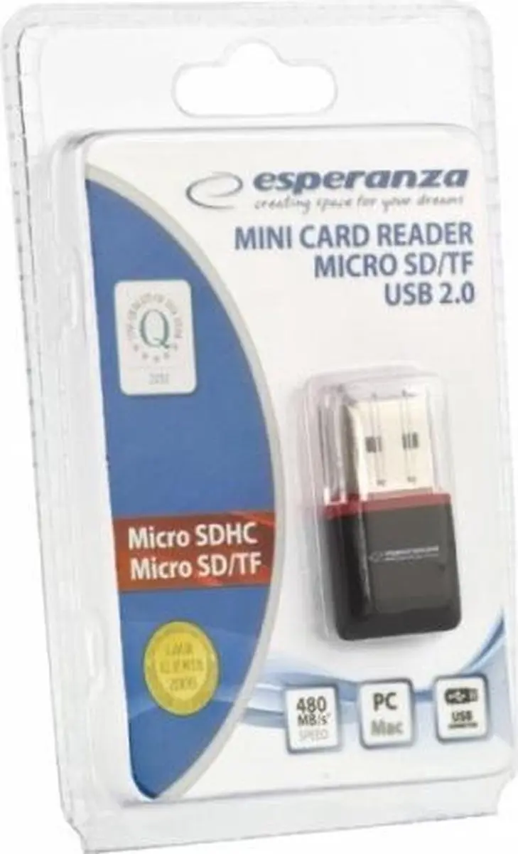 Esperanza EA134K Geheugenkaartlezer USB 2.0 - Zwart - afbeelding 4 van 6