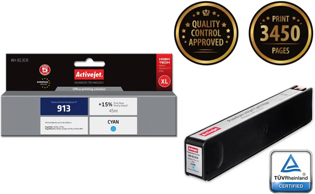 Activejet AH-903YRX inkt (vervanging HP 903XL T6M11AE; Premium; 12 ml; geel)