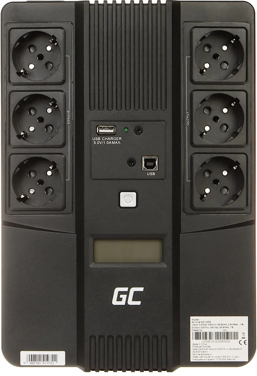 Green Cell AiO 800VA UPS07 UPS - 480W - Zwart - afbeelding 2 van 6