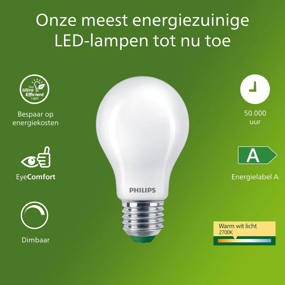 Philips UltraEfficient LED A60 E27 2.3W Warmwit Mat