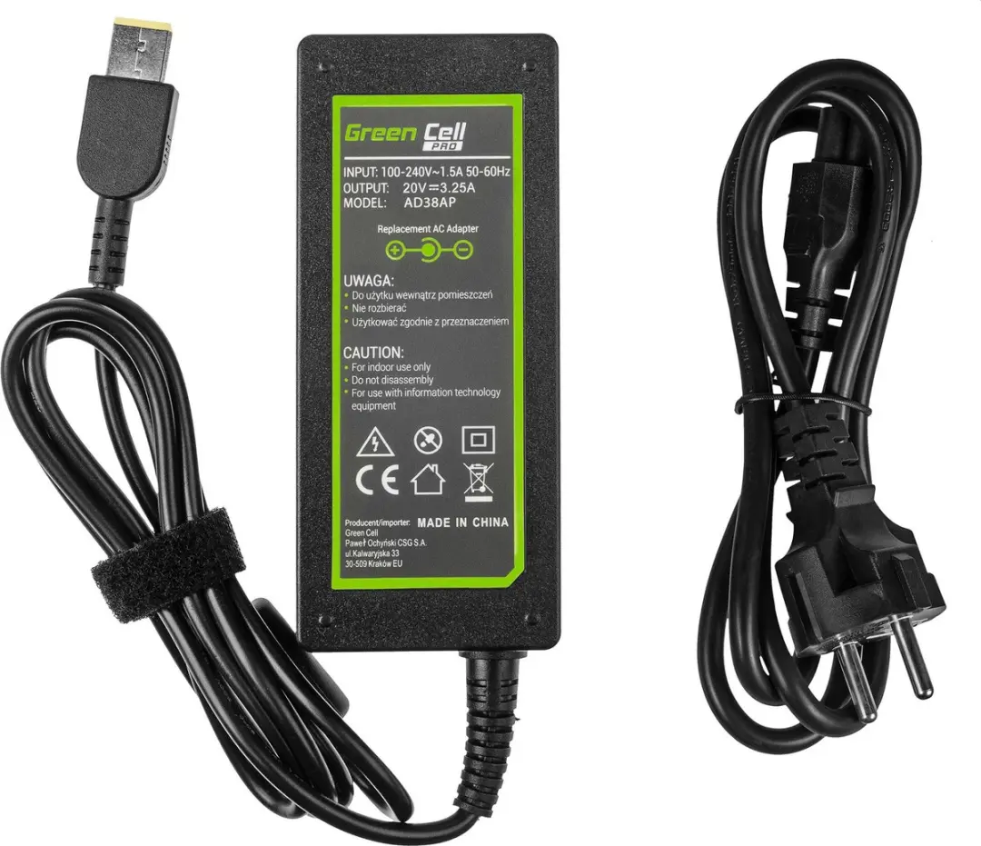 Green Cell AD38AP Laptop Netvoeding 65W - Zwart - afbeelding 2 van 6