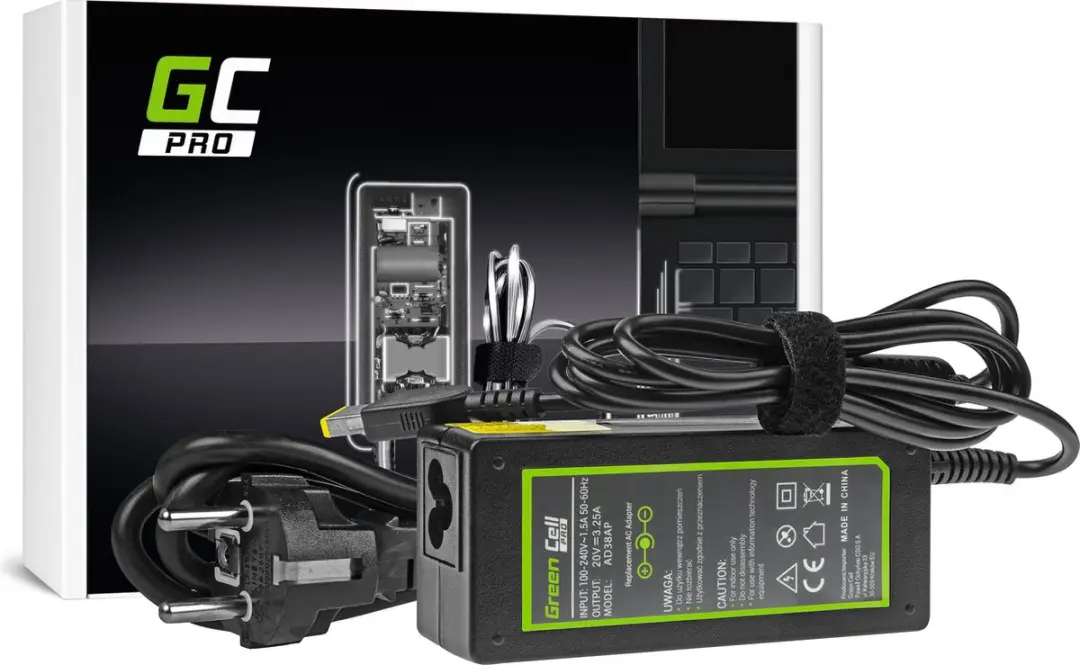 Green Cell AD38AP Laptop Netvoeding 65W - Zwart - afbeelding 6 van 6