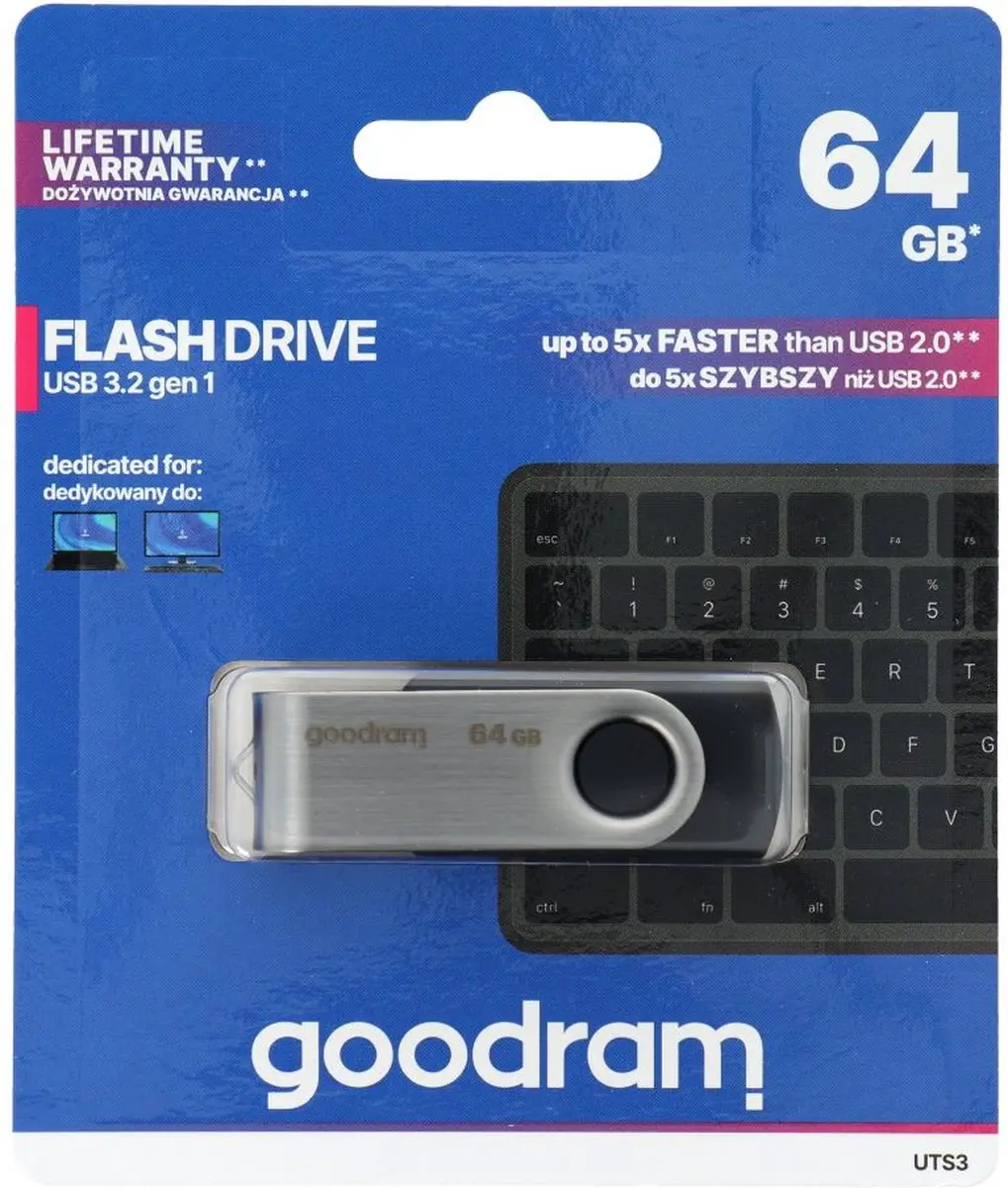 Goodram UTS3 USB-stick 64GB - USB-A 3.2 - Zwart - afbeelding 4 van 6