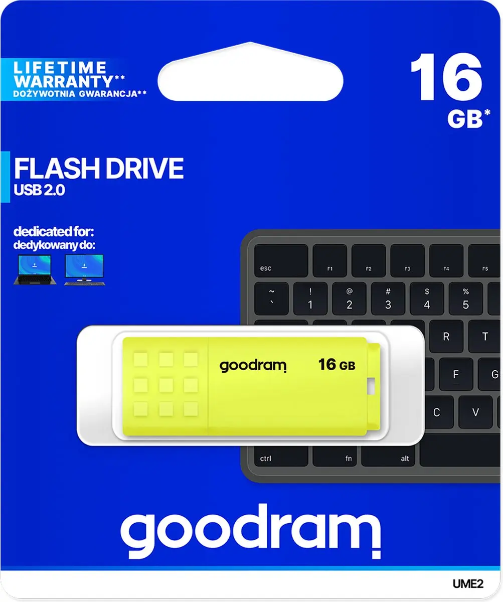 Goodram UME2 UME2-0160Y0R11 USB-stick 16GB - Geel - afbeelding 6 van 6