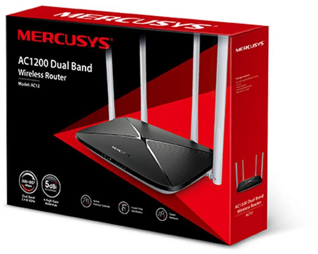 Mercusys AC12 WLAN Router - Dual-Band - Zwart - afbeelding 3 van 5