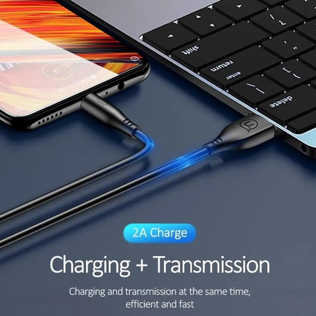 USAMS U18 microUSB kabel 1m - Zwart - afbeelding 4 van 6
