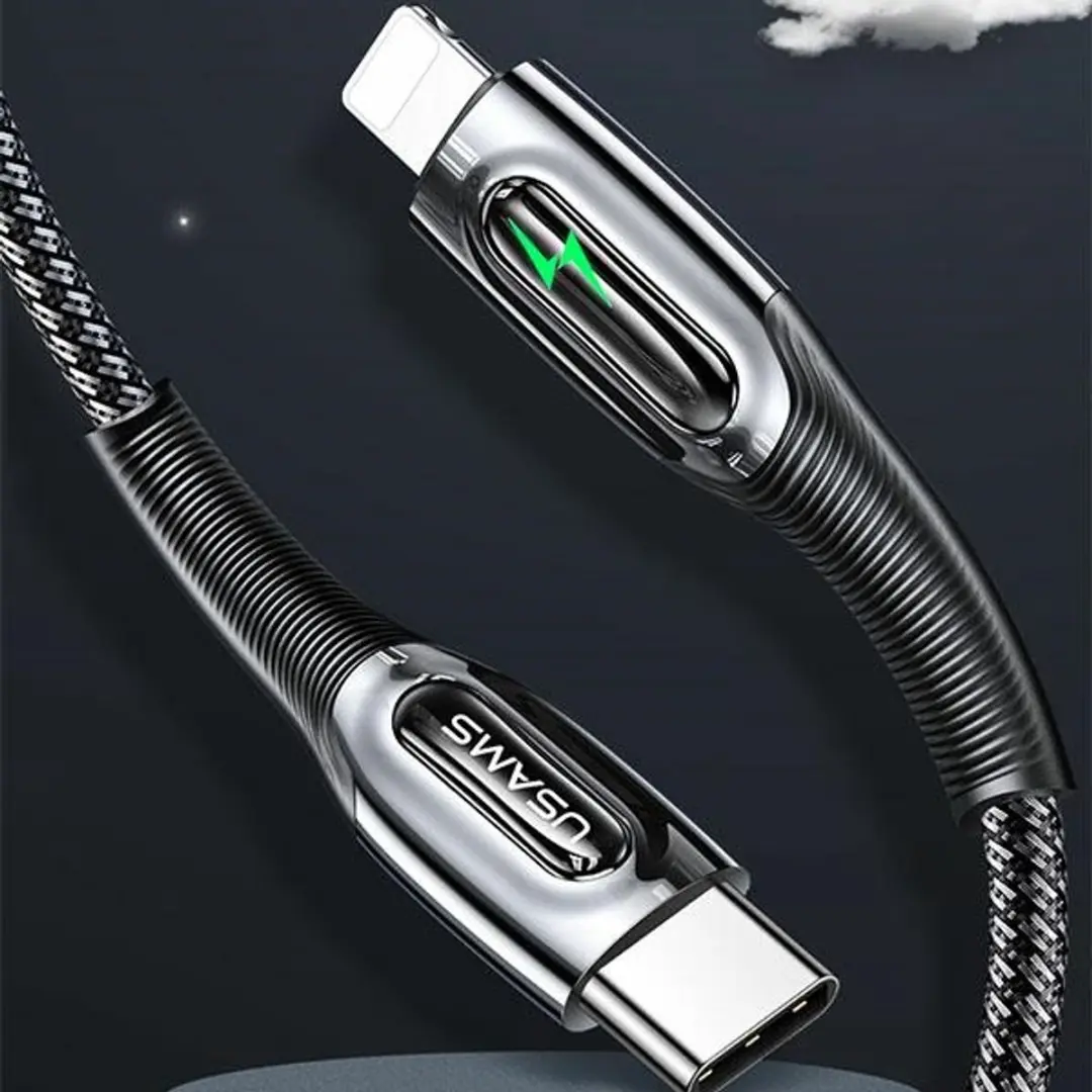 USAMS SJ518USB01 USB-C naar Lightning Kabel - 1.2m - Zwart - afbeelding 3 van 6