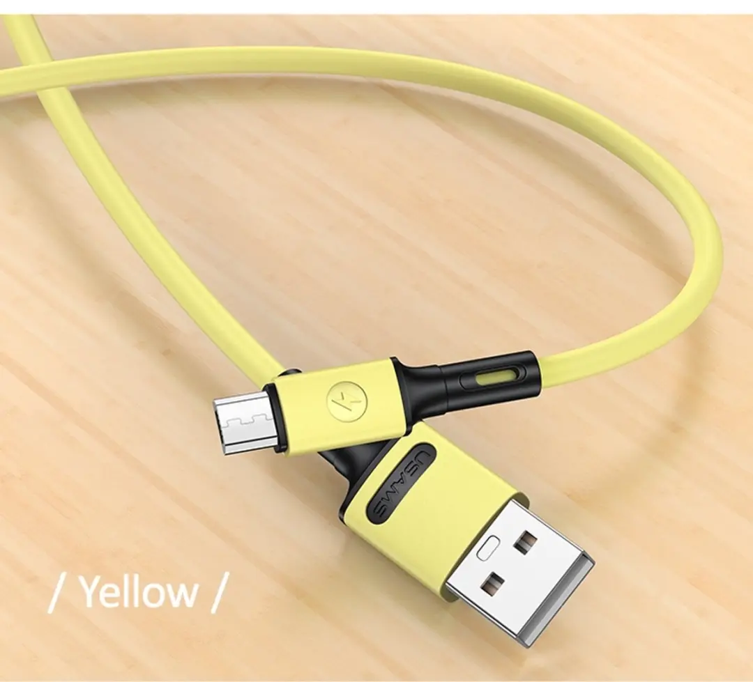 USAMS U52 microUSB Kabel 2A - 1m - Geel - afbeelding 3 van 6