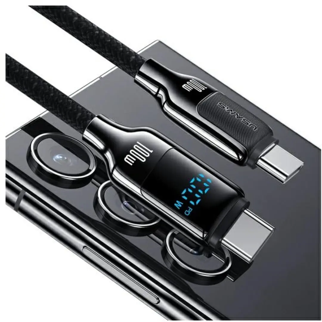 USAMS USB-C naar USB-C Kabel 100W 1,2m - Grijs - afbeelding 2 van 5