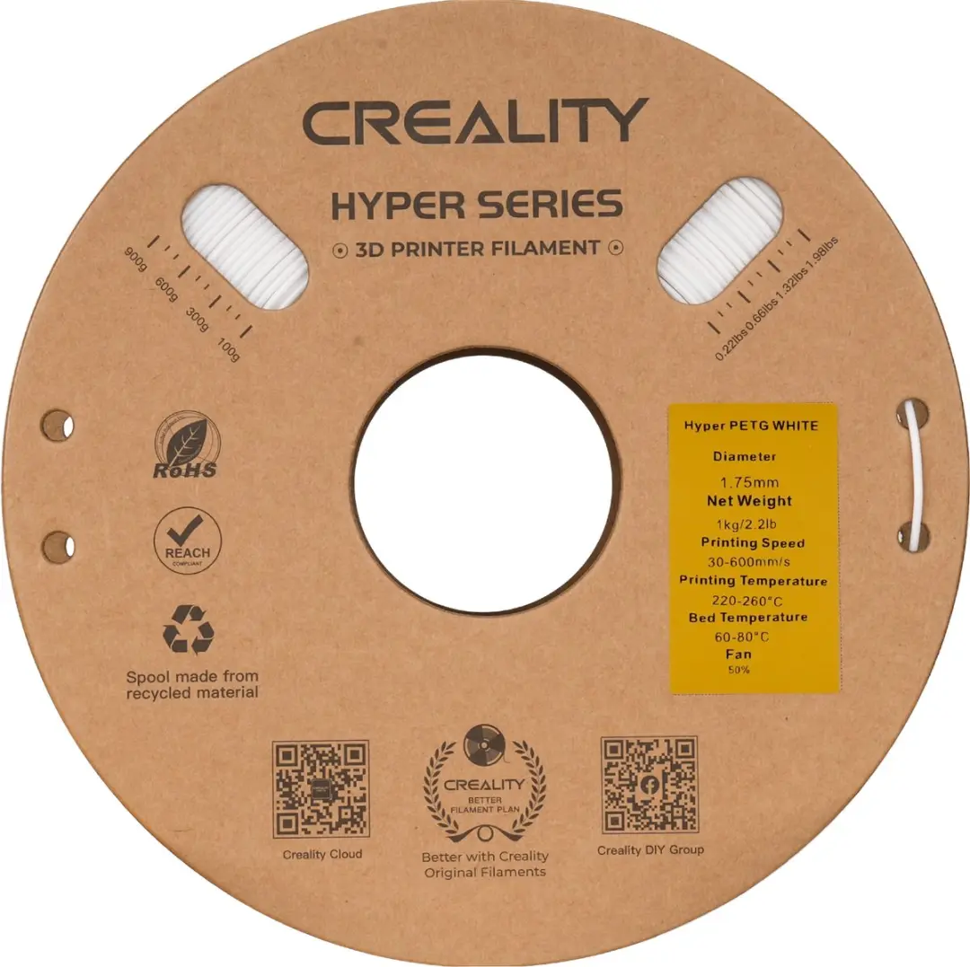 Creality Hyper PETG Filament 1,75mm 1kg - Wit - afbeelding 6 van 6