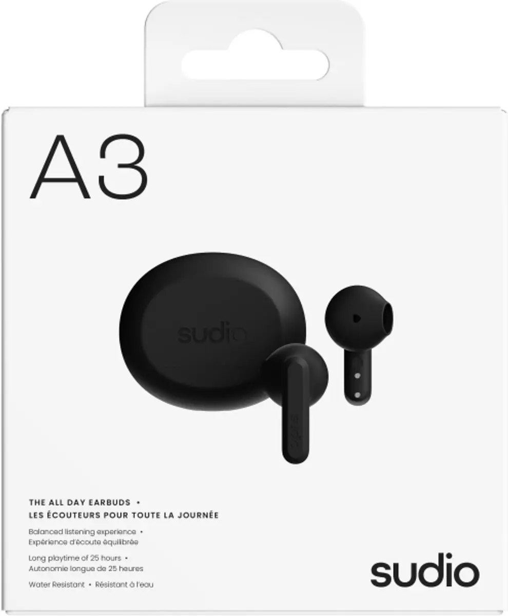 Sudio A3 Hoofdtelefoon - Draadloos In-Ear - Zwart - afbeelding 2 van 6