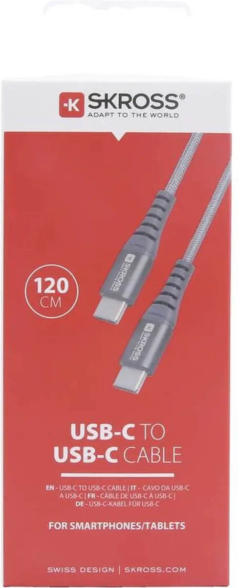 Skross SKCA0017C-C120CN USB-C kabel 1.20m - Space grijs - afbeelding 2 van 4