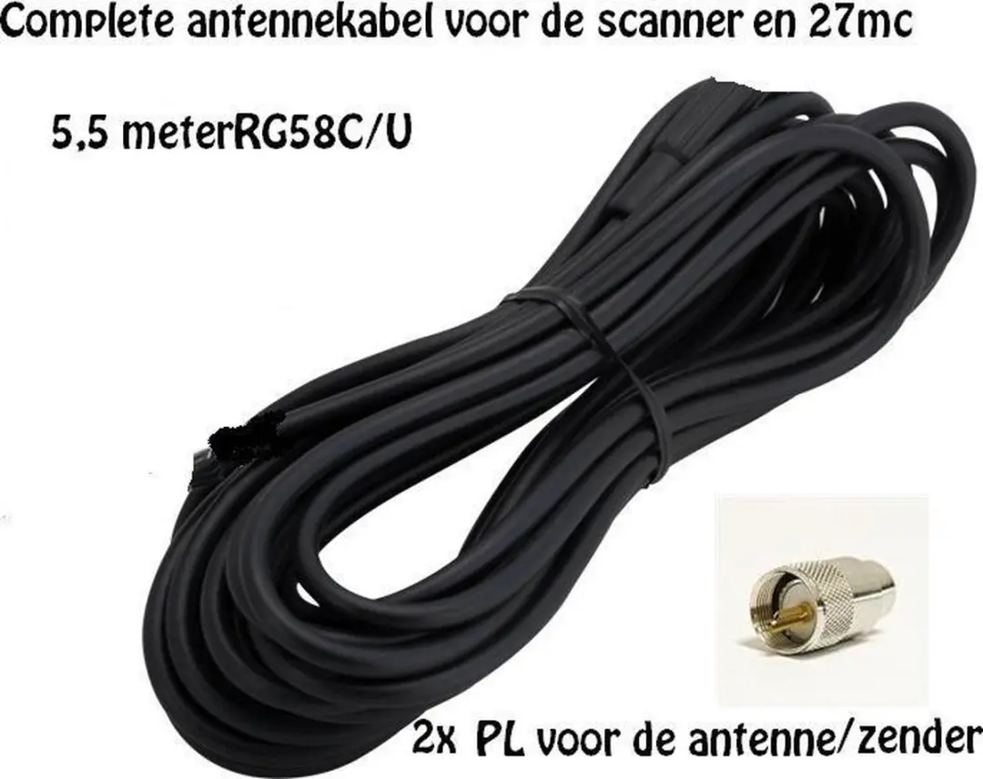 Team-Sytronic  5,5mtr. RG58 aansluitkabel met 2x PL259 aansluitconnectors