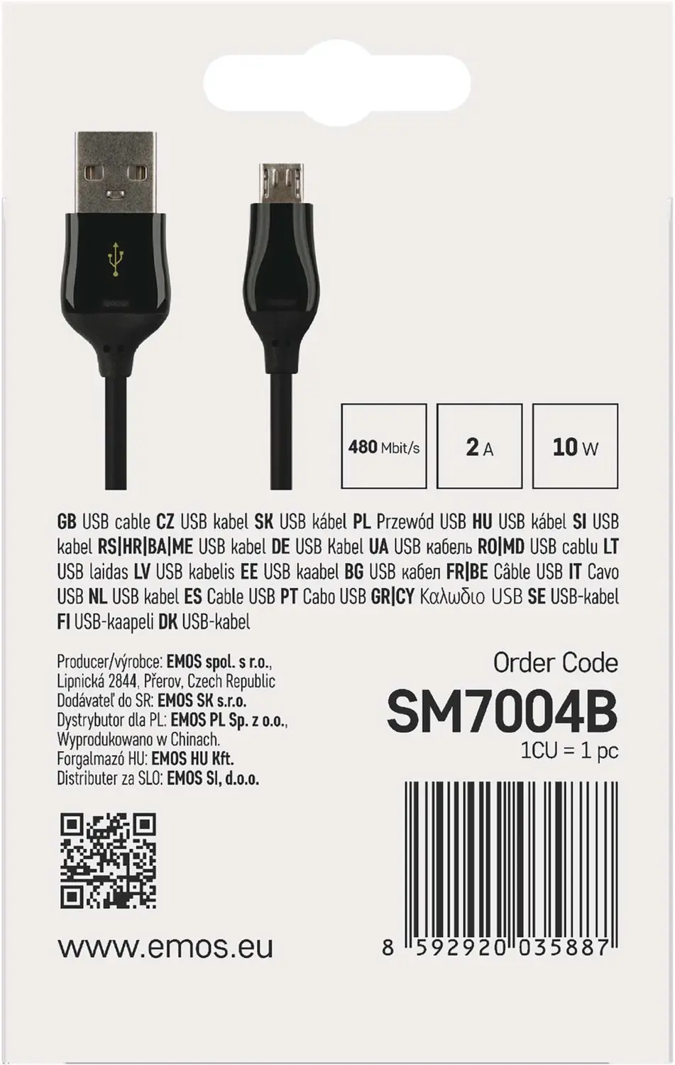 Emos USB-A naar microUSB-kabel SM7004B - 1m - Zwart - afbeelding 3 van 6