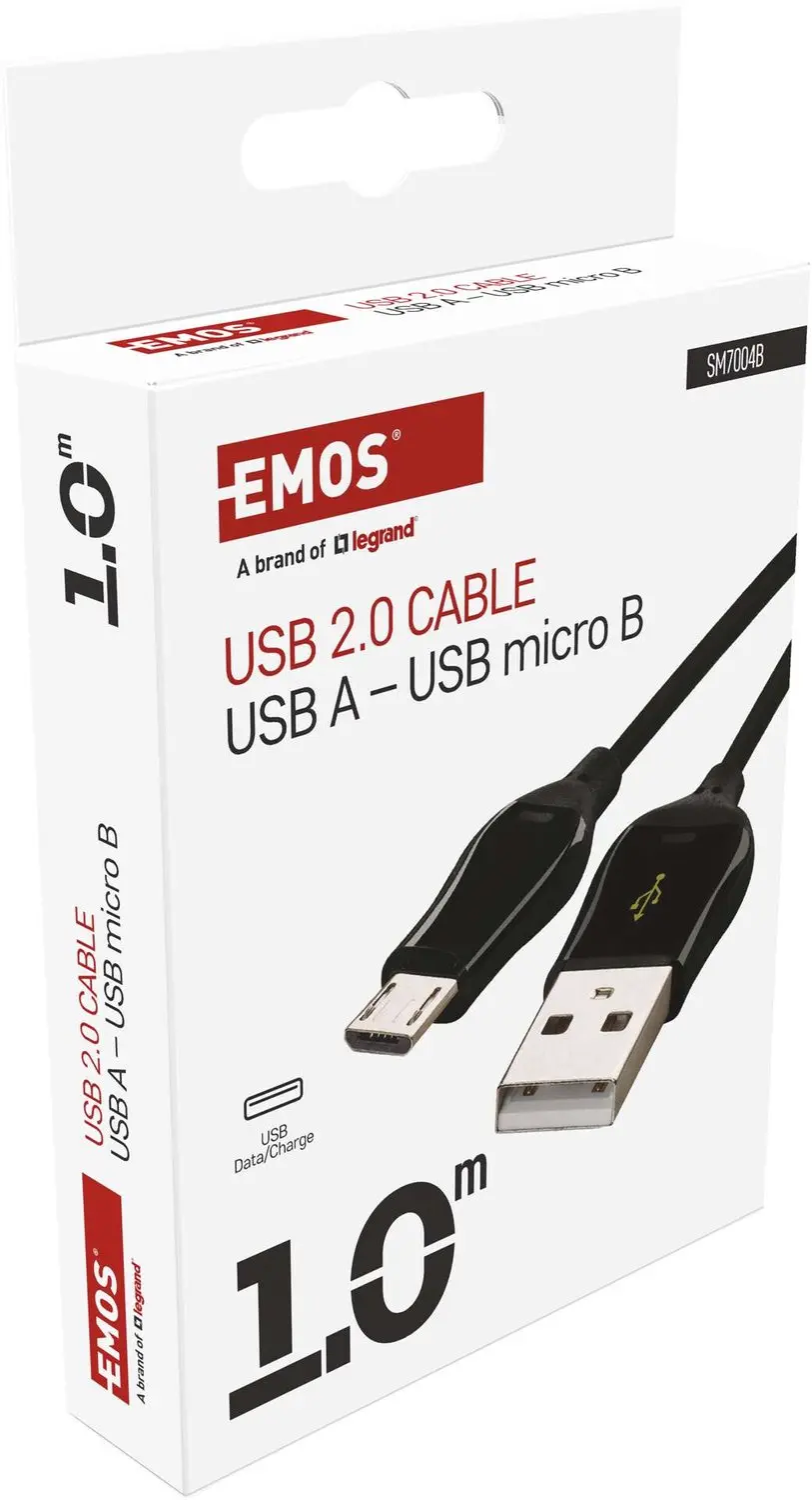 Emos USB-A naar microUSB-kabel SM7004B - 1m - Zwart - afbeelding 2 van 6