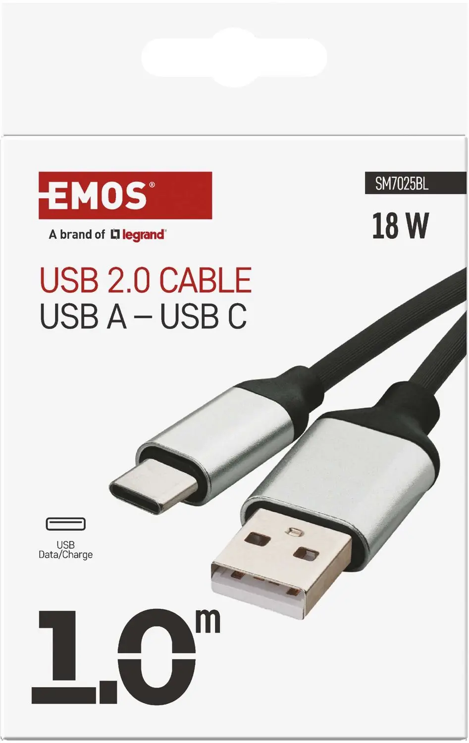 Emos SM7025BL USB-kabel USB-A naar USB-C 1m - Zwart - afbeelding 4 van 6