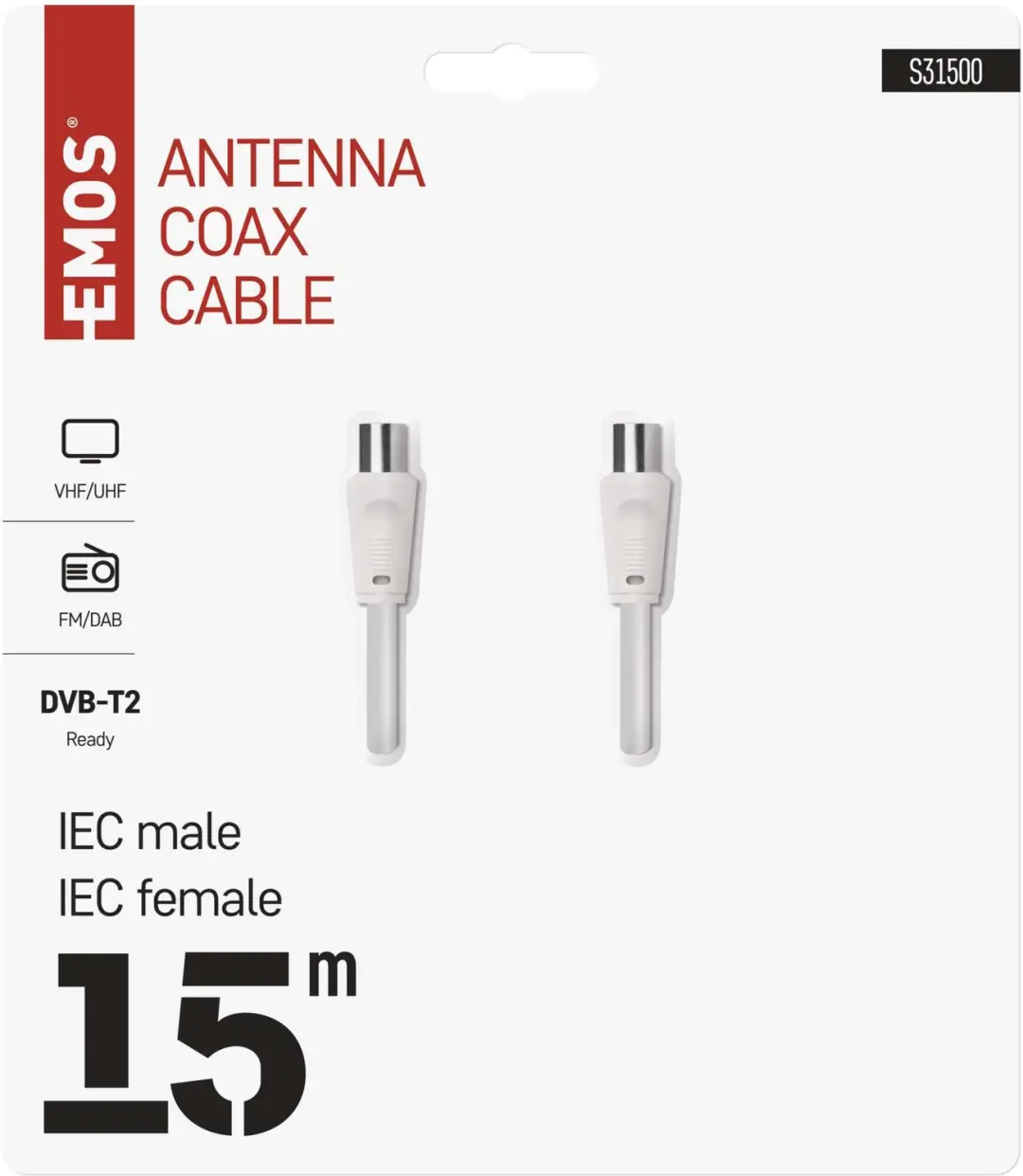 EMOS Afgeschermde coaxkabel 15m - rechte stekkers S31500 - afbeelding 5 van 6