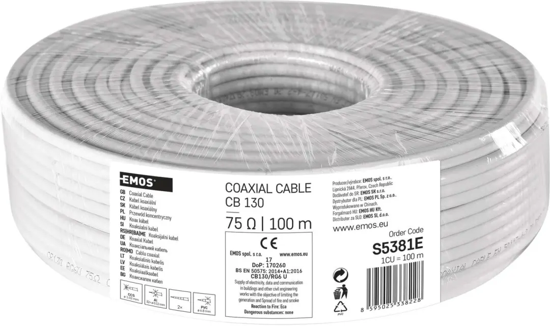 EMOS Coaxkabel CB130 S5381E - 100m - afbeelding 3 van 6