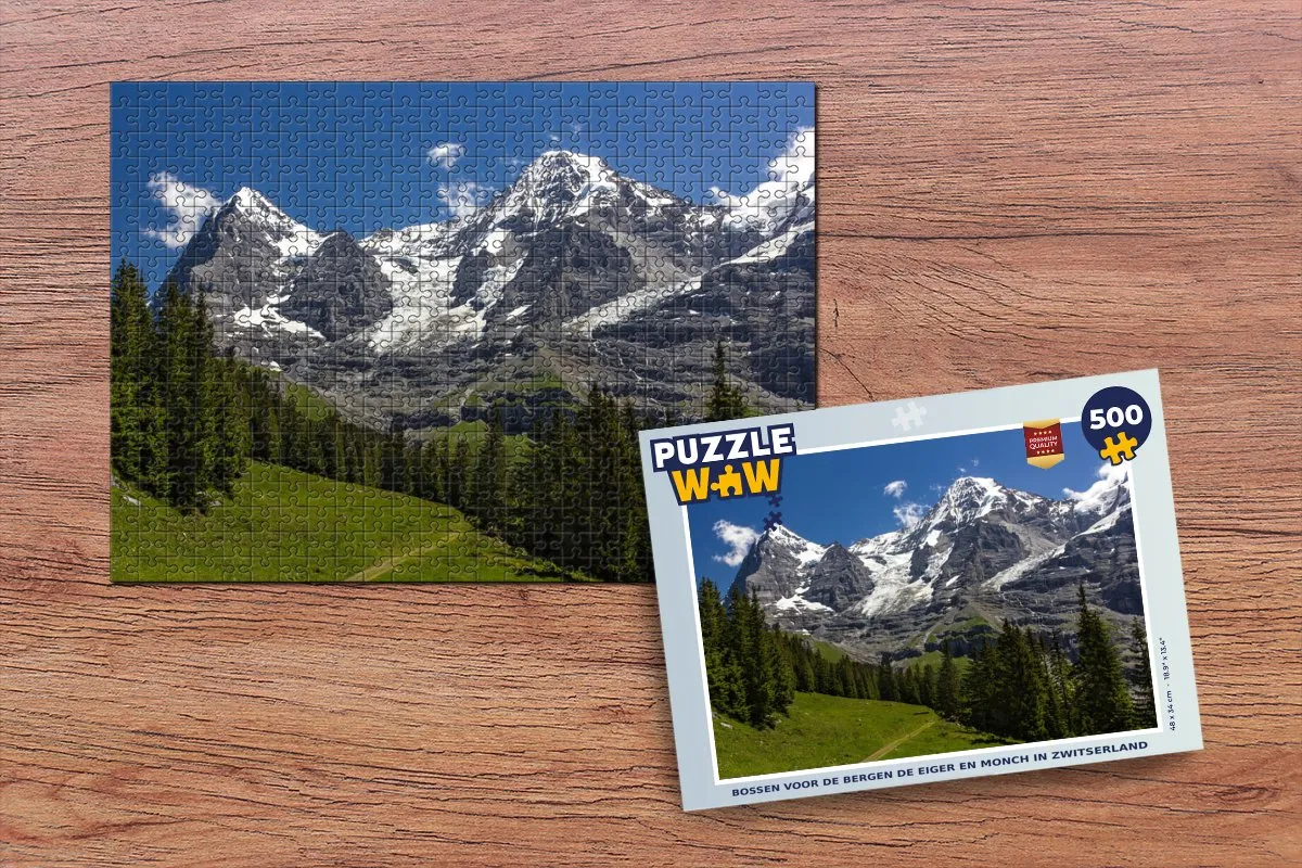 PuzzleWow Zwitserland Puzzel - Eiger & Mönch 500 Stuks - Multicolor