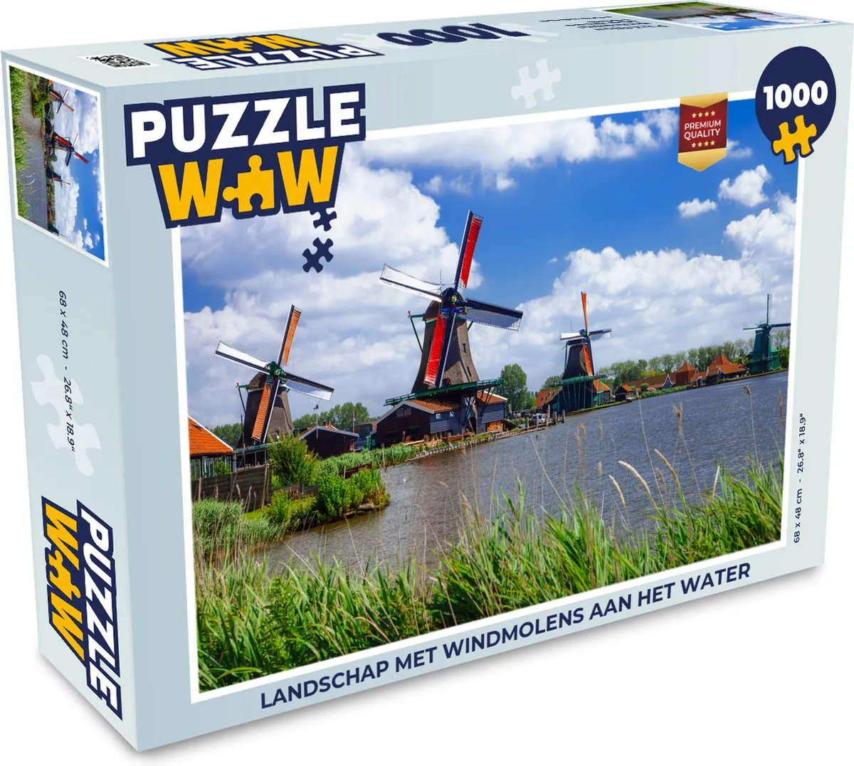 PuzzleWow Legpuzzel Landschap met windmolens 1000 Stuks