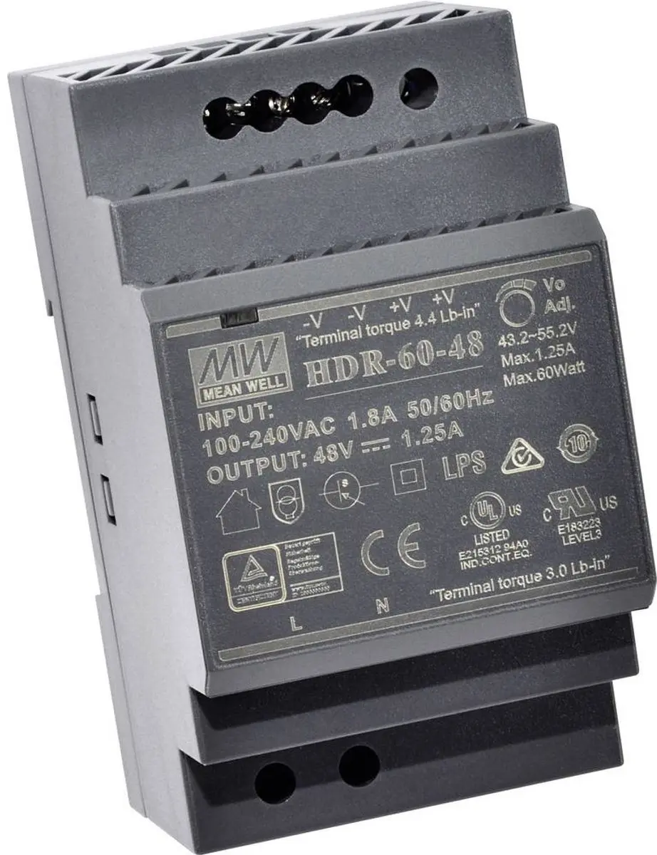 Mean Well HDR-60-12 Industriële Voeding - 60W - 12V 4.5A - afbeelding 6 van 6