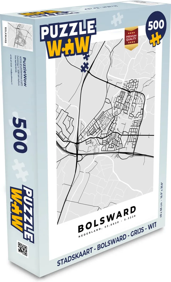 PuzzleWow Stadskaart Bolsward Legpuzzel 500 Stuks