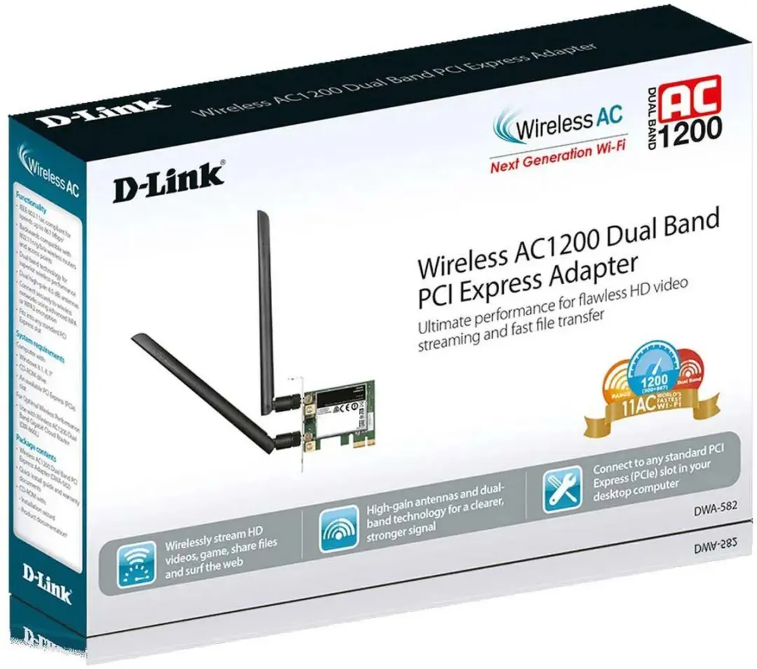 D-Link DWA-582 WLAN Netwerkadapter PCIe - Zwart - afbeelding 3 van 5