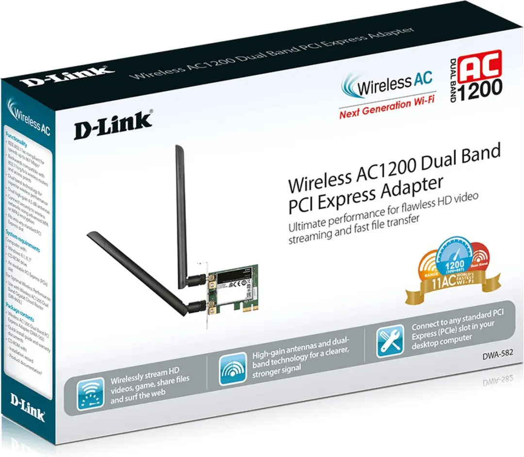 D-Link DWA-582 WLAN Netwerkadapter PCIe - Zwart - afbeelding 5 van 5