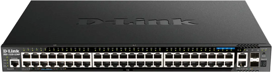 D-Link DGS-1520-52MP Netwerkschakelaar - 370W PoE - Zwart - afbeelding 3 van 3