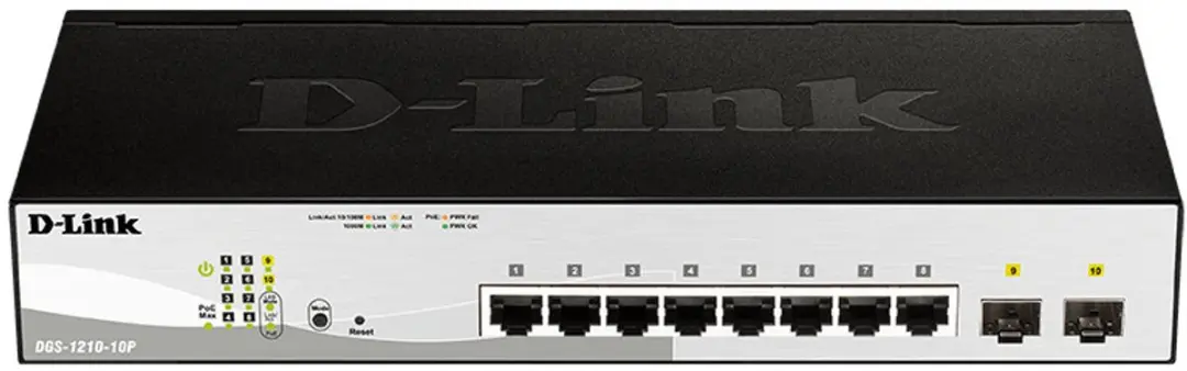 D-Link DGS-1210-10P/E Switch - 8 PoE-poorten - Zwart - afbeelding 3 van 4