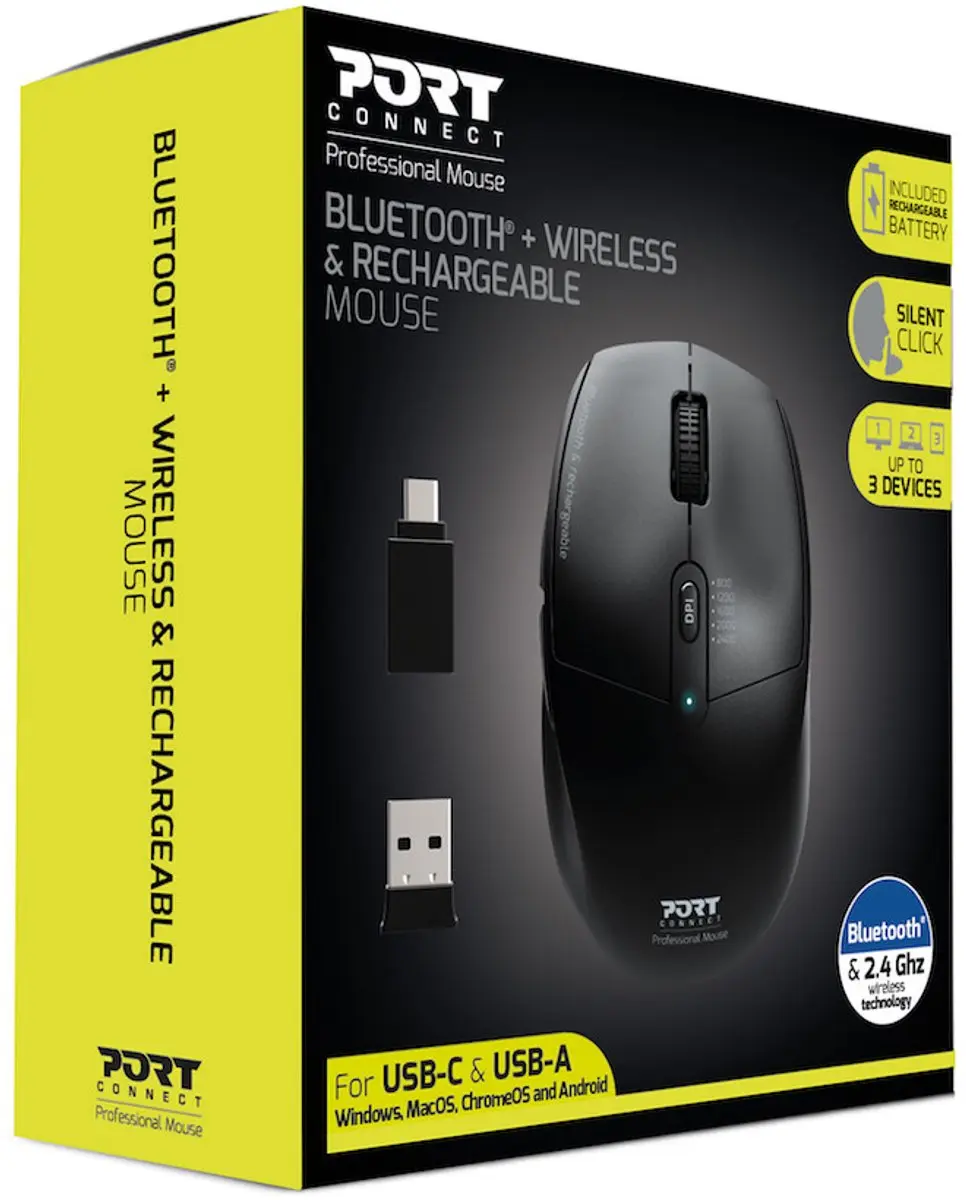 PORT Designs Office Pro 900715 Draadloze Muis - Zwart - afbeelding 3 van 4